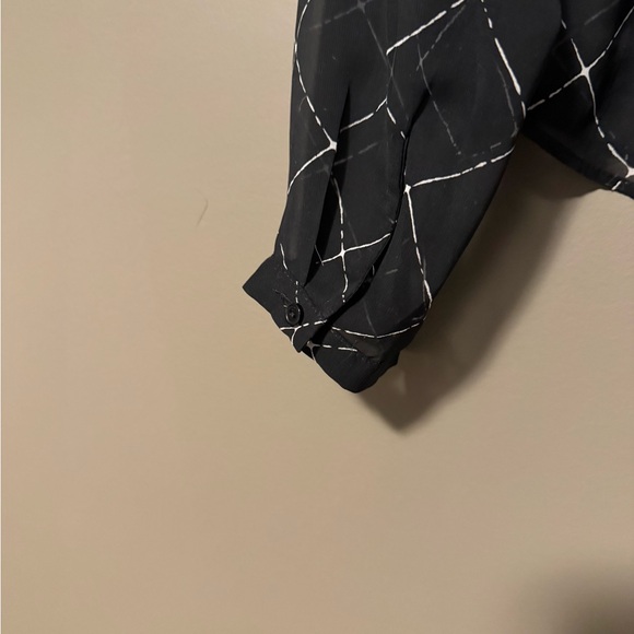The Limited Sheer Black Blouse with White Stripes Size S - Picture 3 of 4